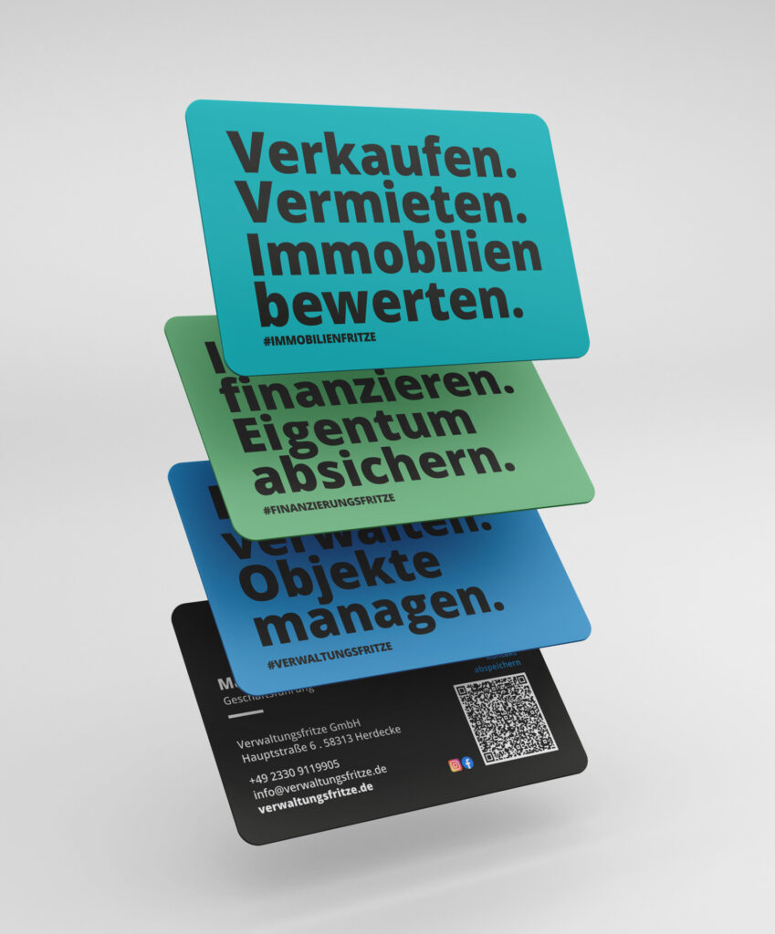Immobilienfritze, Verwaltungsfritze, Finanzierungsfritze Visitenkarten